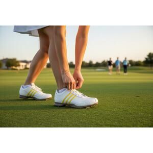 Adidas White Yellow Golf Shoes Womens Size Seven Good Condition